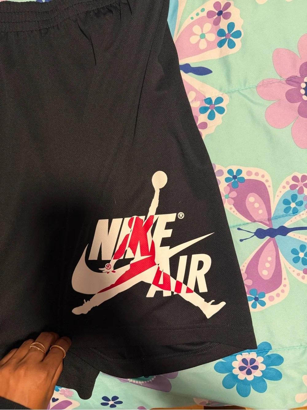 Jordan Men's Black Athletic Shorts with White & Red Logo